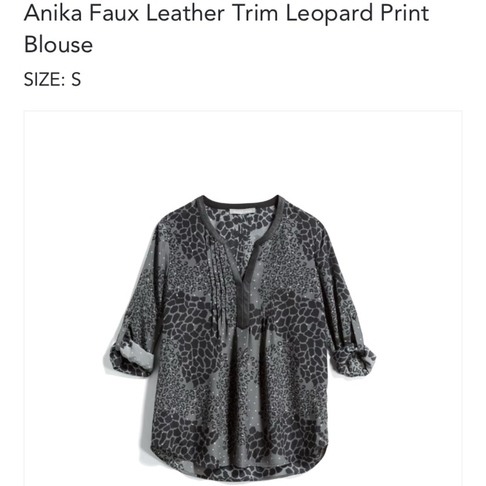 Daniel rainn Anika faux leather trim leopard blouse